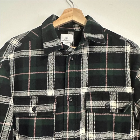H&M Relaxed Fit Coupe Decontractee Jacket Button Up Green Size SMALL - Picture 4 of 7